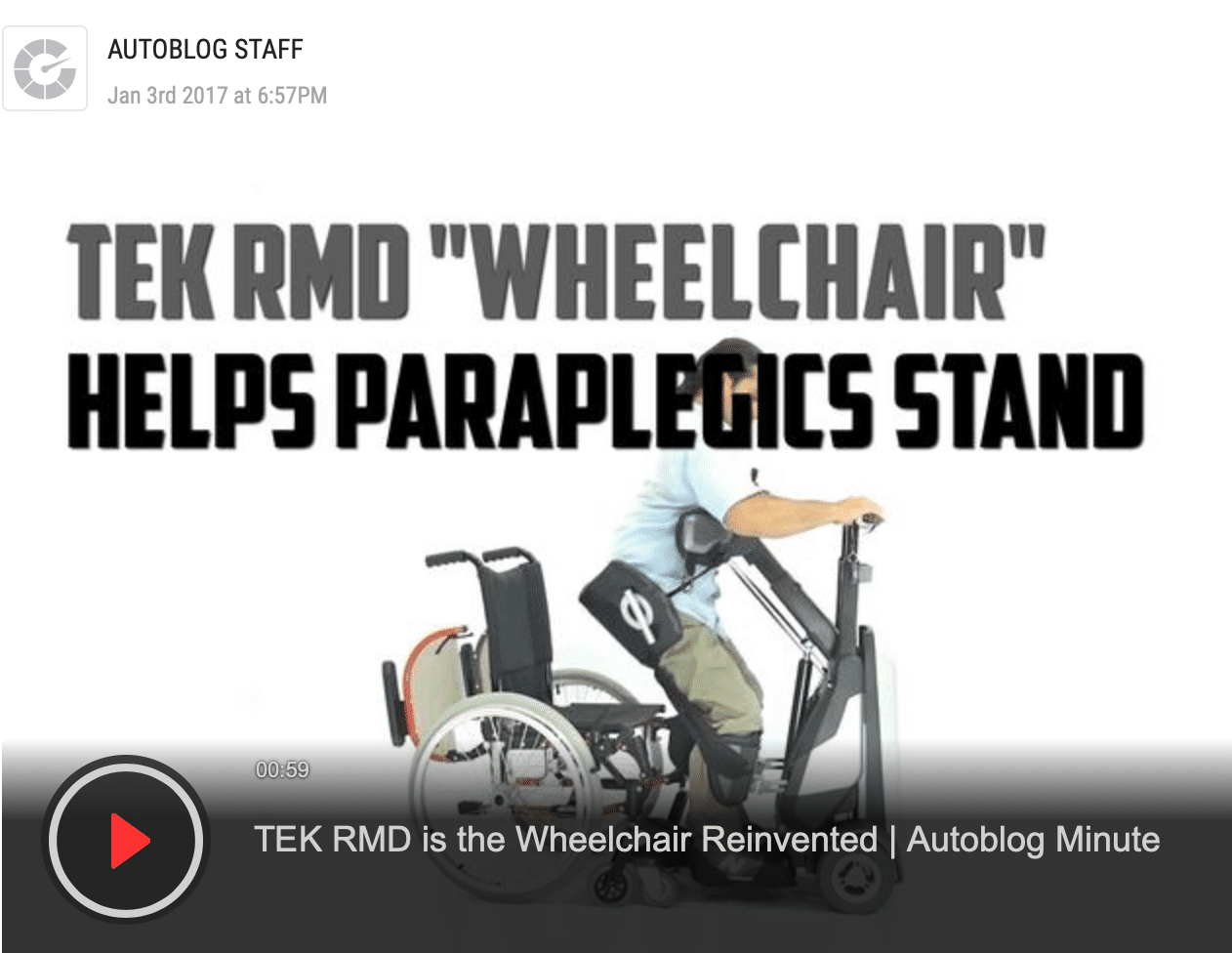 TEK RMD is the Wheelchair Reinvented | Autoblog Minute